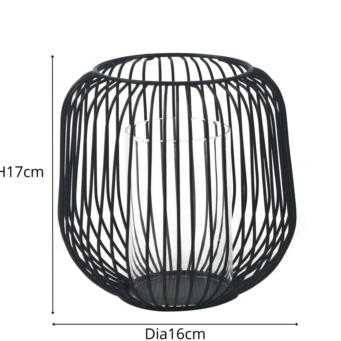 Aja sort metal lanterne 17 cm