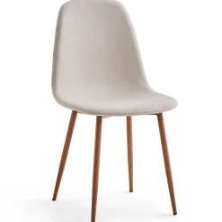 Anna spisebordsstol - beige tekstil med egelook