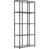 Bianca sort bogreol med glashylder 80x35x180 cm