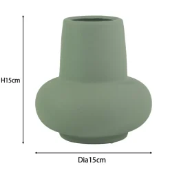 Birka keramik vase støvet grøn 15 cm