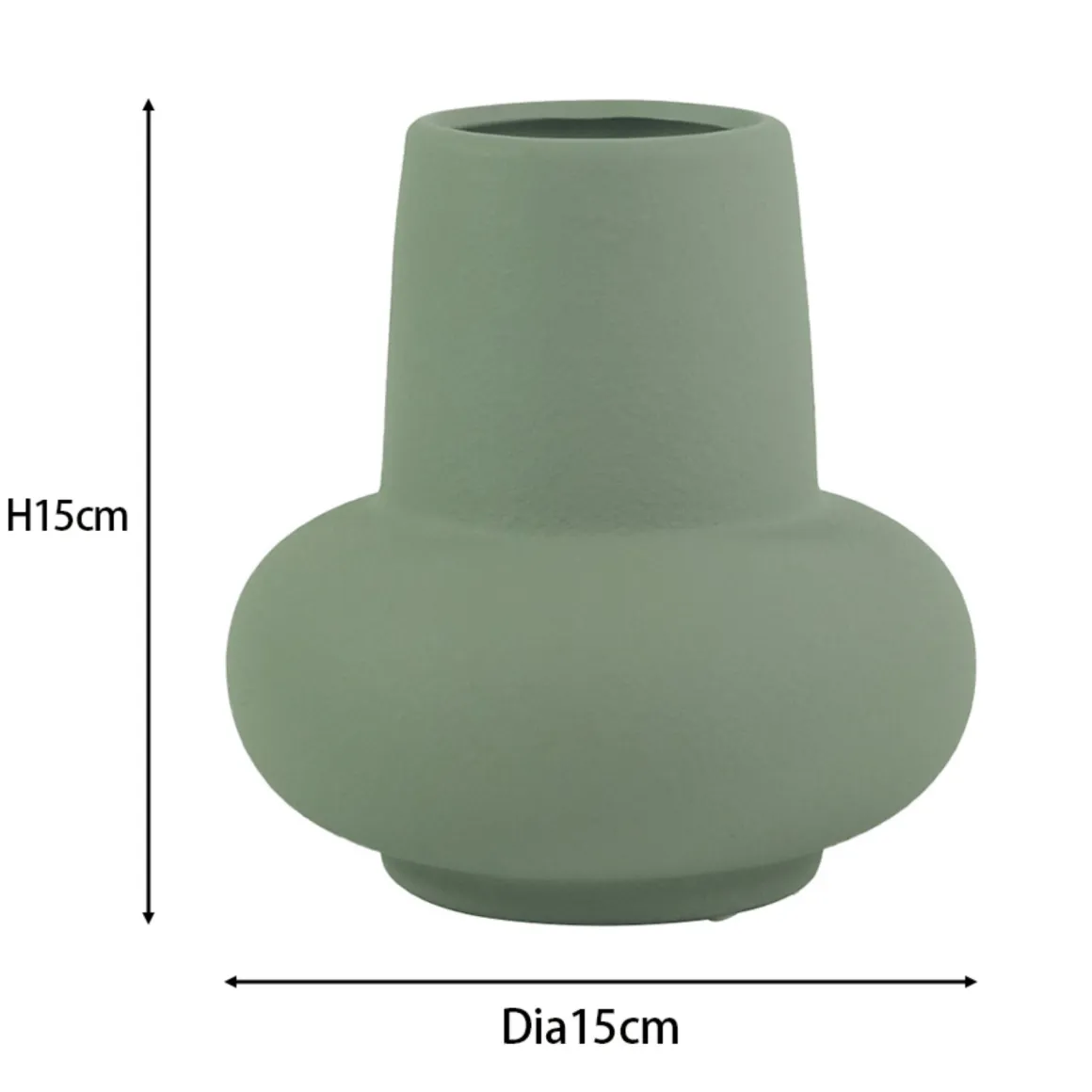 Birka keramik vase støvet grøn 15 cm