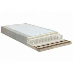 Boxmadras seng i beige 90x200 cm med 4 cm topmadras i PU-skum ekskl. ben