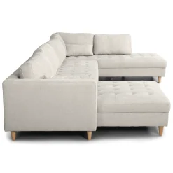 Brandy - venstrevendt u-sofa i beige med chaiselong - L: 366 x D: 211 x H: 80 cm