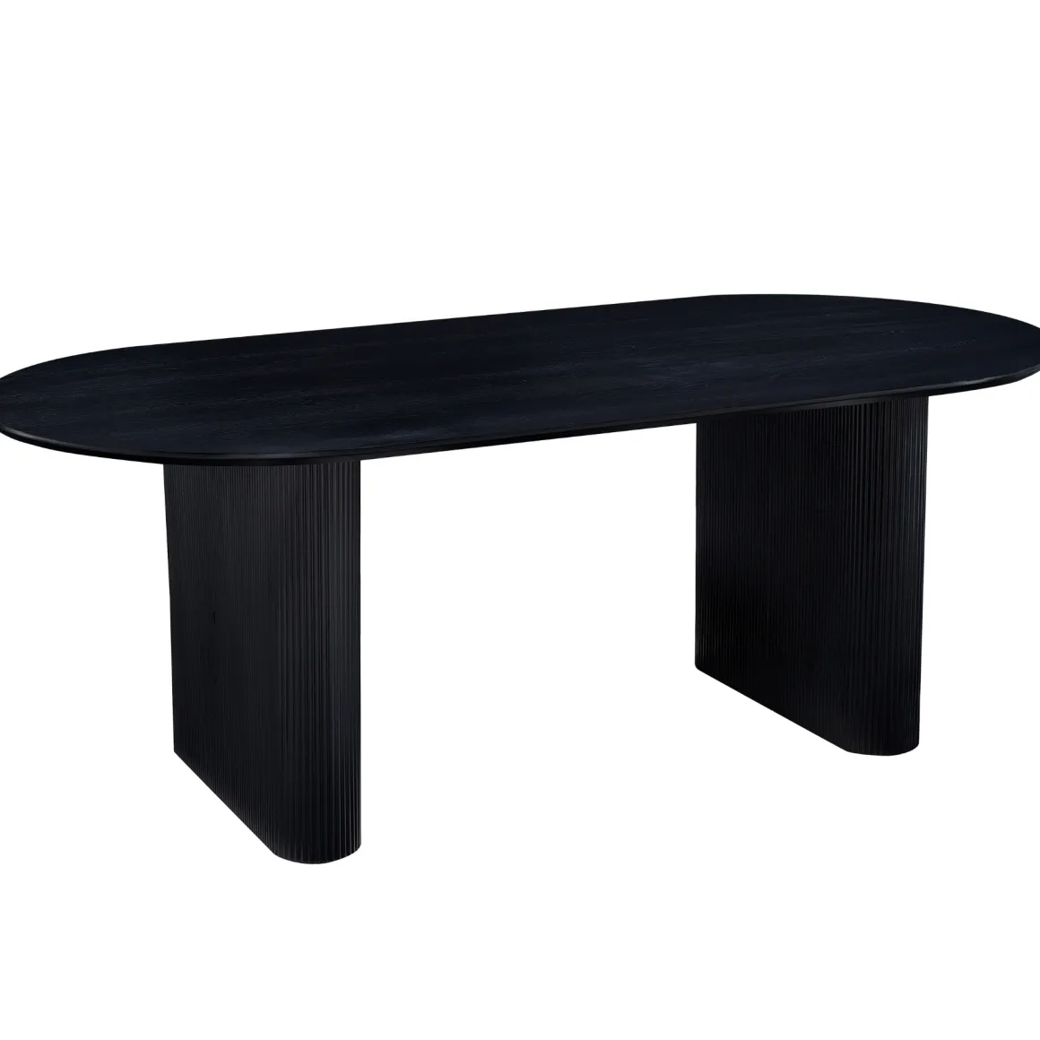 Carisma sort ovalt lamel spisebord 200 x 100 cm med søjleben