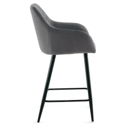 Carlo - barstol grå velour med armlæn 65 cm