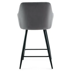 Carlo - barstol grå velour med armlæn 65 cm