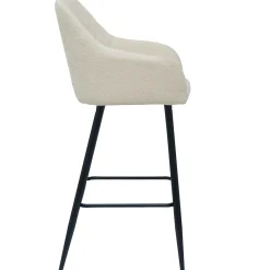 Carlo barstol - hvidt boucle med armlæn 65 cm