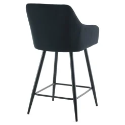 Carlo - barstol sort velour med armlæn 65 cm