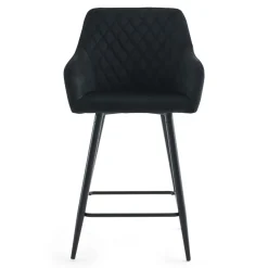 Carlo - barstol sort velour med armlæn 65 cm