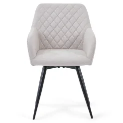 Carlo spisebordsstol - Beige polstret med drejefunktion 360 grader