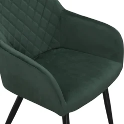 Carlo spisebordsstol - Grøn velour med armlæn