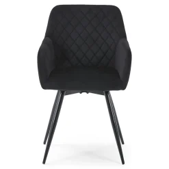 Carlo spisebordsstol - Sort velour med drejefunktion 360 grader