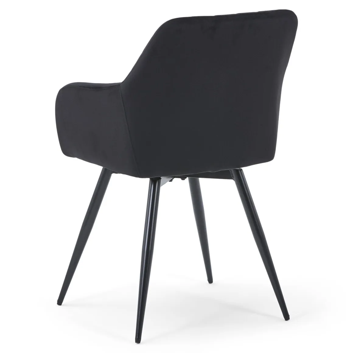 Carlo spisebordsstol - Sort velour med drejefunktion 360 grader