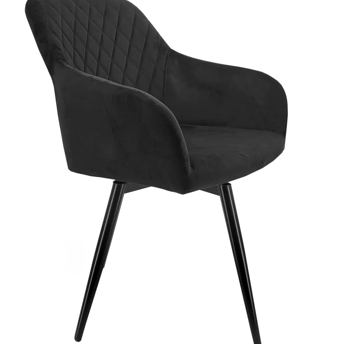 Carlo spisebordsstol - Sort velour med drejefunktion 360 grader