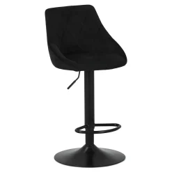 Cassie - Sort justerbar barstol i velour med drejefunktion 360 grader