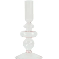 Chicka lysestage glas lyserød 21 cm