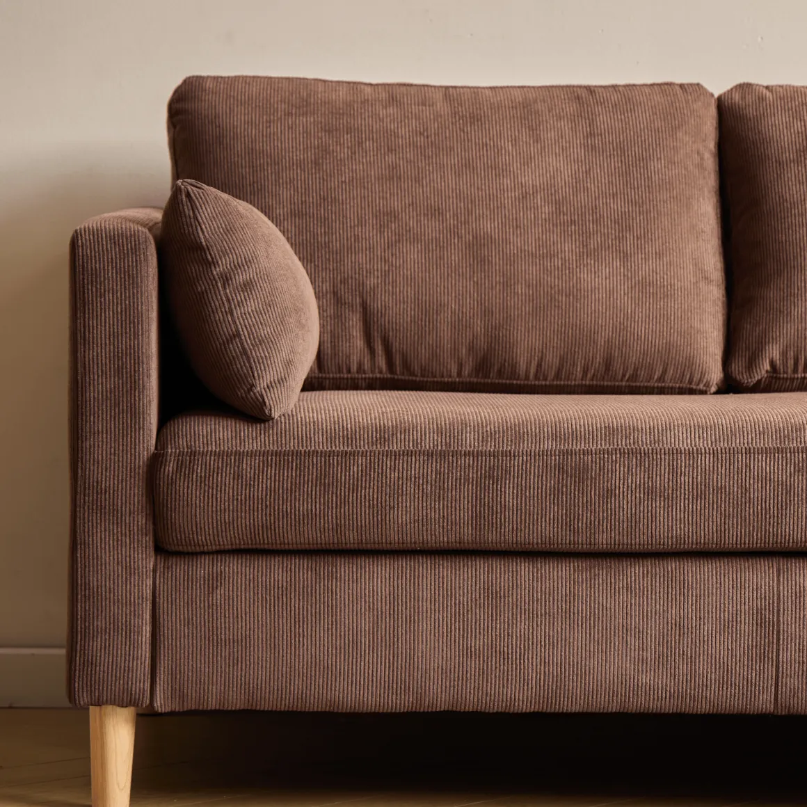 Ellis - Højrevendt og venstrevendt vendbar chaiselong sofa brun fløjl - L: 215 x D: 82 x H: 78 cm