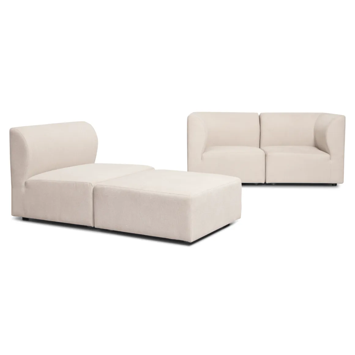 Emilia modulsofa i beige 3 moduler højre- og venstrevendt chaiselong L: 243 X D: 158 X H: 72 cm