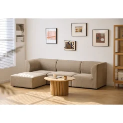 Emilia modulsofa i sand 4 moduler med højre- og venstrevendt chaiselong L: 328 X D: 158 X H: 72 cm