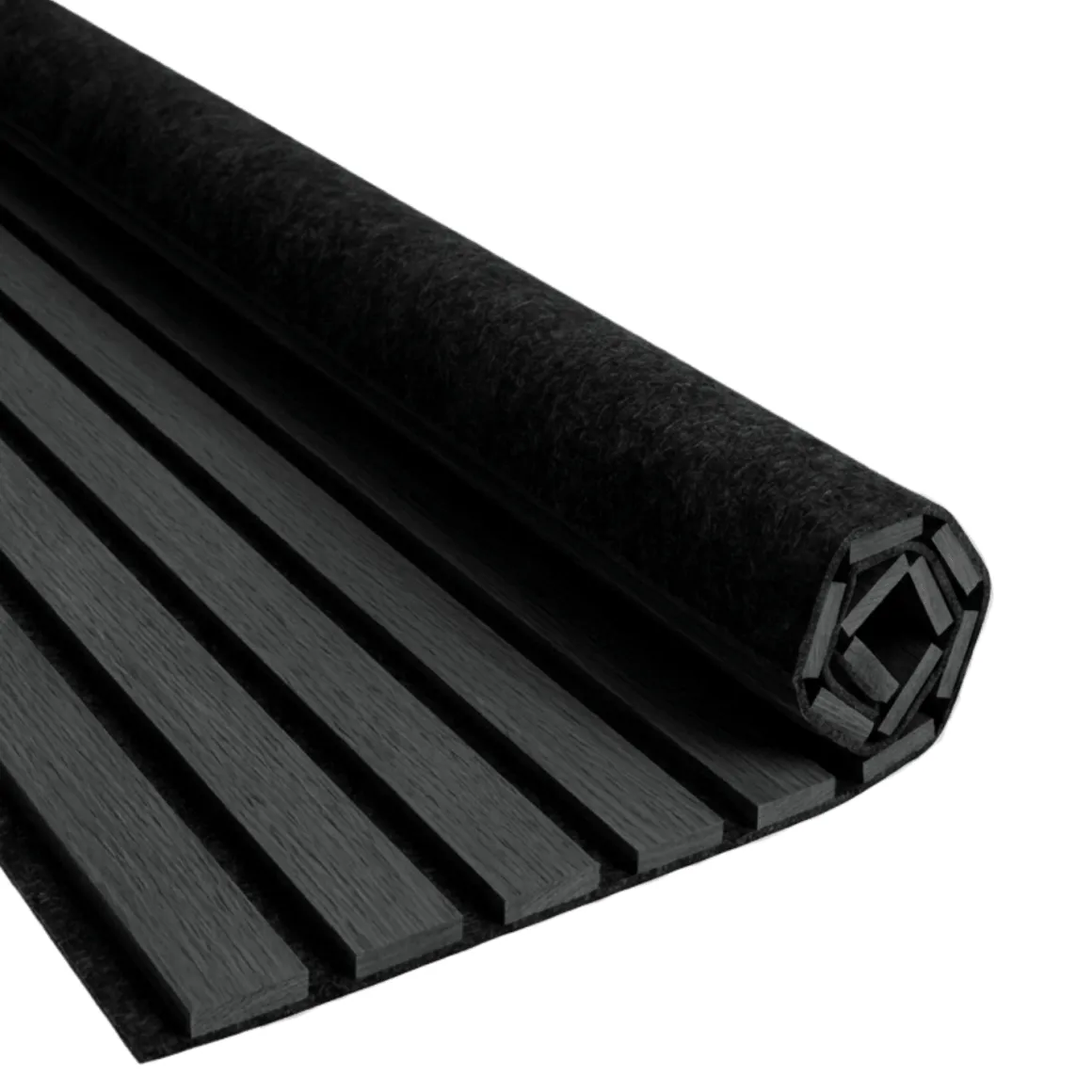 Fleksibel akustikpanel i sort egetræsfiner 1200x520x18 mm