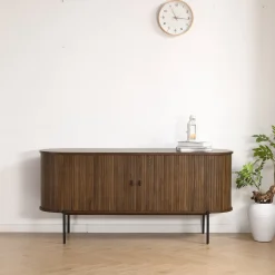 Florence jalousi skab med lameller i røget eg 160x45x75 cm