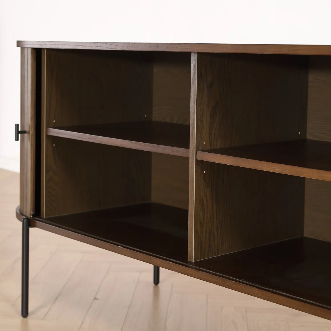 Florence jalousi skab med lameller i røget eg 160x45x75 cm