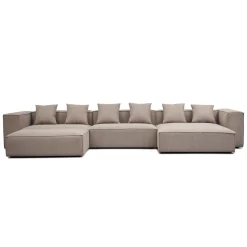 Hailey - Højrevendt chaiselong modulsofa med puf i sand L: 415 X D: 172 X H: 65 cm