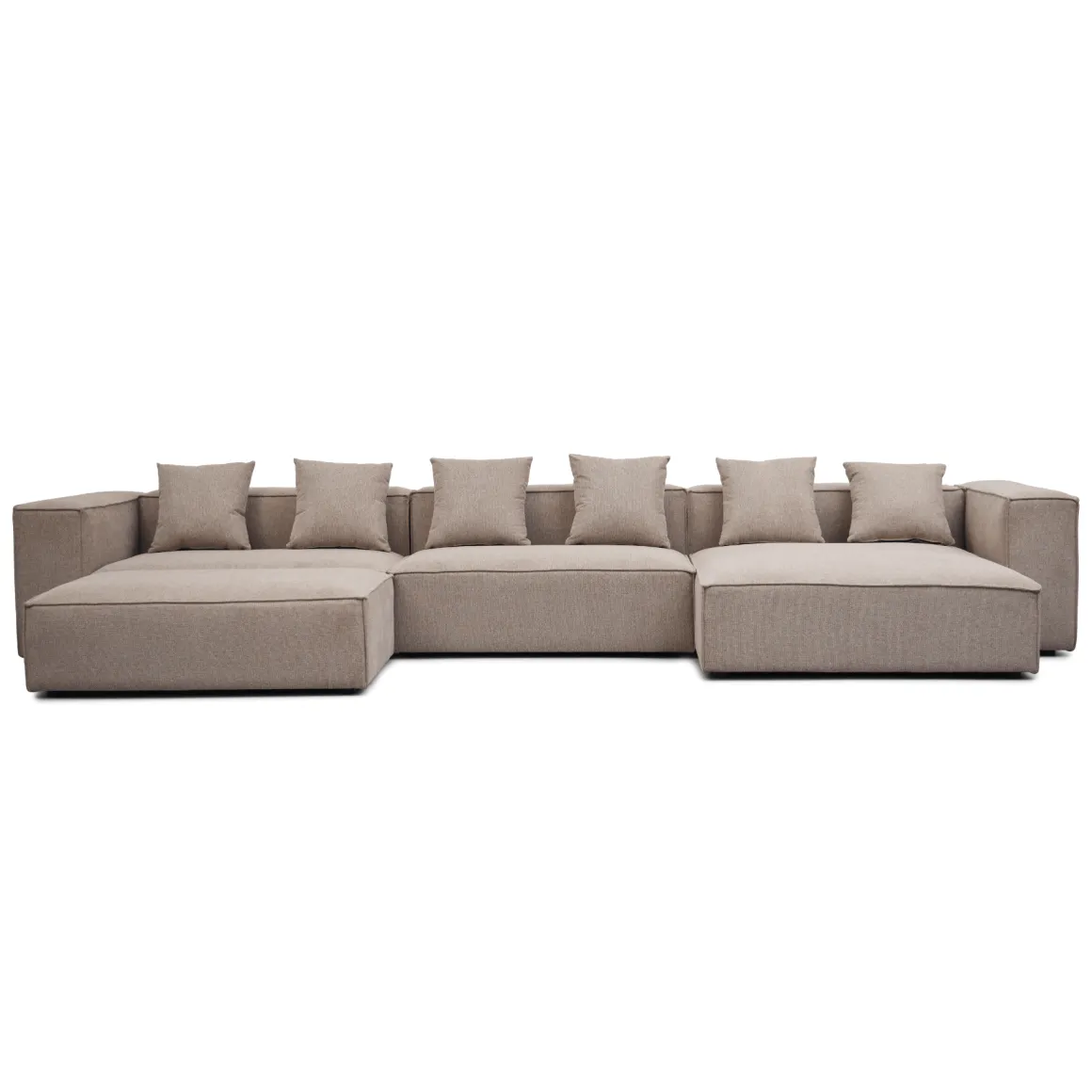 Hailey - Højrevendt chaiselong modulsofa med puf i sand L: 415 X D: 172 X H: 65 cm