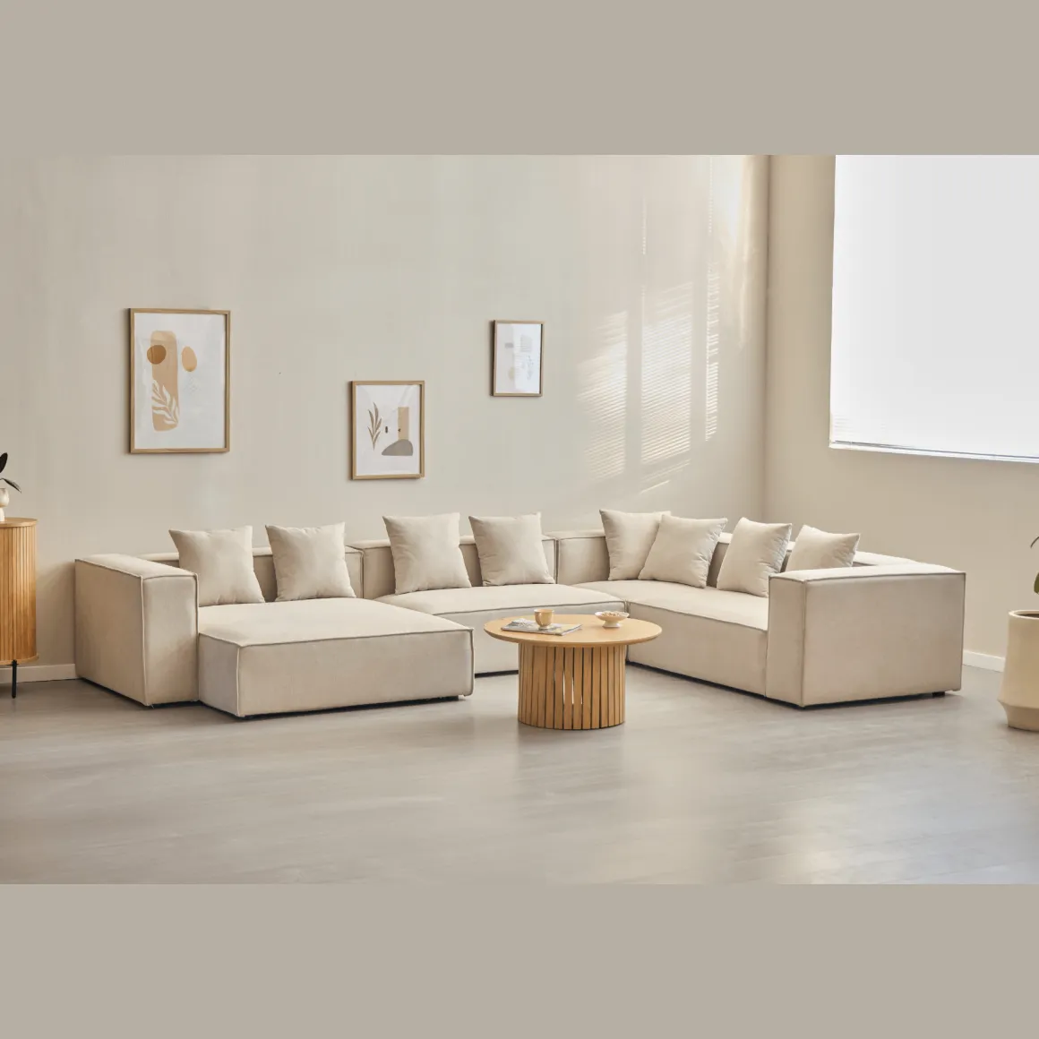 Hailey - Hjørnesofa modulsofa i beige med 4 moduler (Opstilling 2) L: 368 X D: 247 X H: 65 Cm