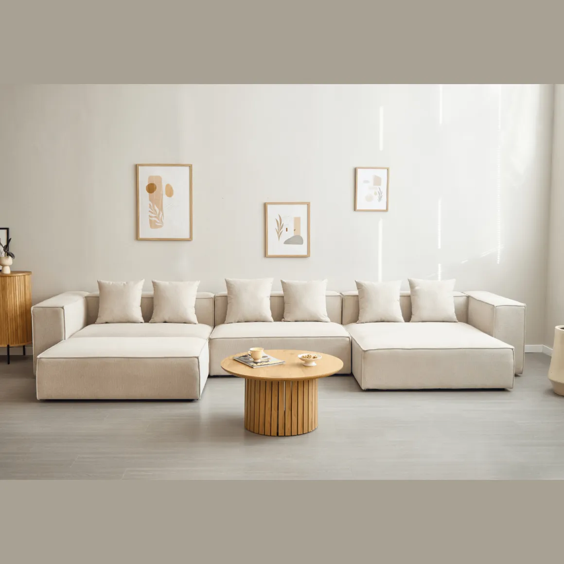 Hailey midtermodul i beige L: 121 X D: 100 X H: 65 cm