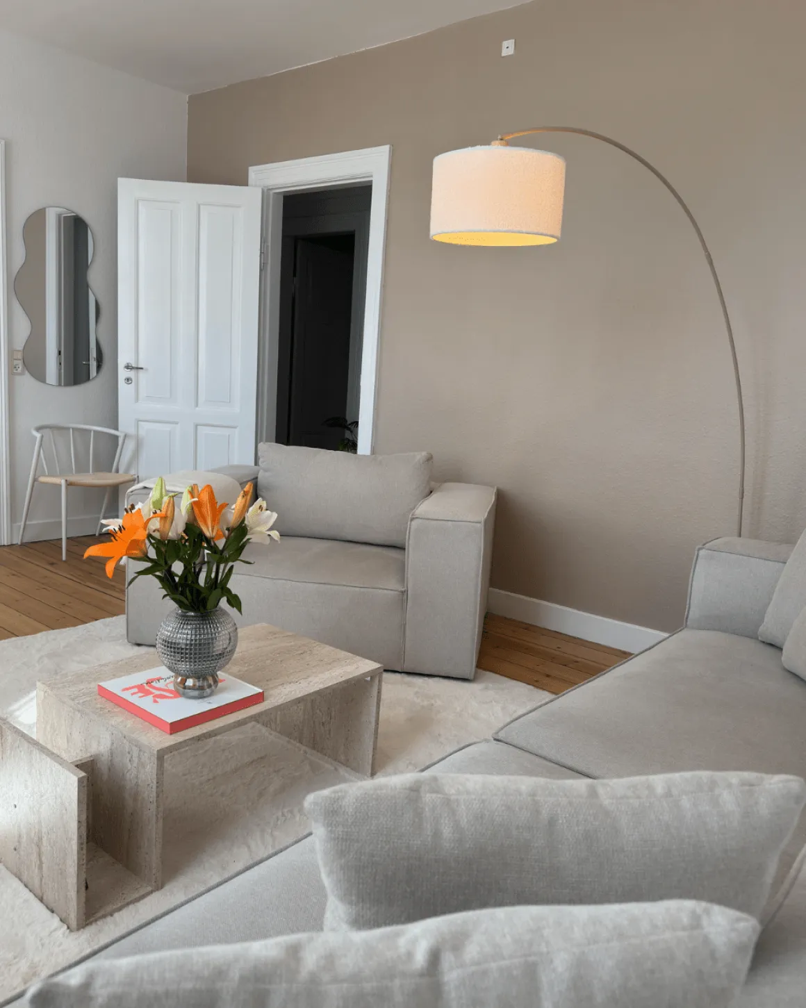 Hailey - U-sofa modulsofa i beige med 4 moduler - Venstrevendt chaiselong L: 368 X D: 247 X H: 65 cm