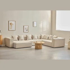 Hailey - U-sofa modulsofa i beige med 4 moduler - Højrevendt chaiselong L: 368 X D: 247 X H: 65 cm