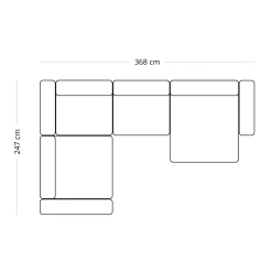 Hailey - U-sofa modulsofa i sand med 4 moduler - Højrevendt chaiselong L: 368 X D: 247 X H: 65 cm