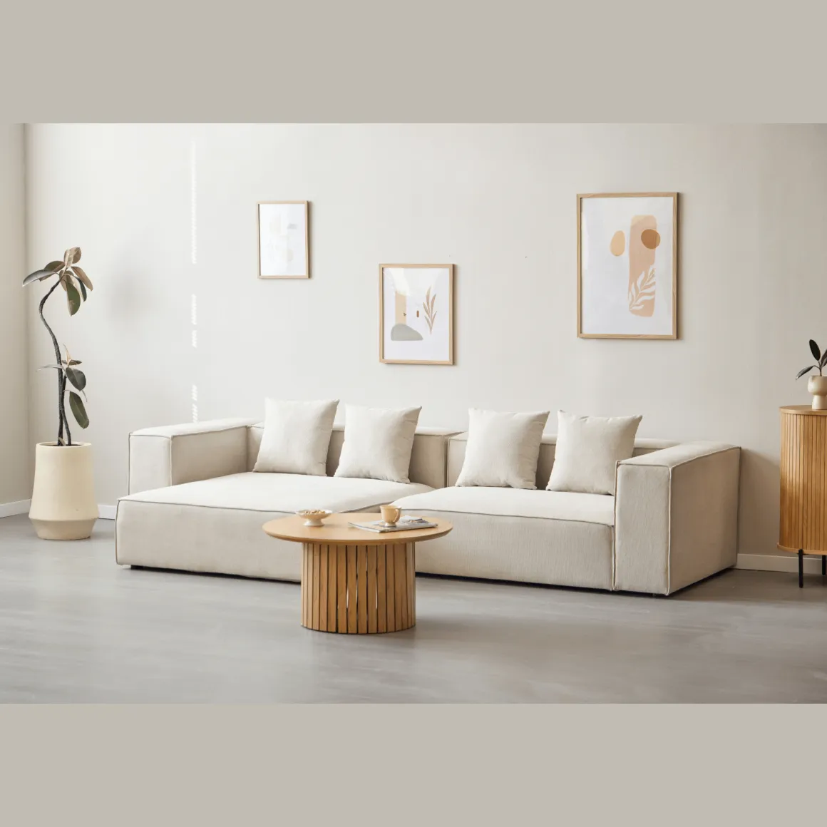 Hailey - Venstrevendt chaiselong modulsofa i beige med 2 moduler L: 294 X D: 148 X H: 65 cm