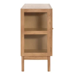 Havana egetræ glas skænk/vitrineskab med 3 låger - 80x40x140 cm