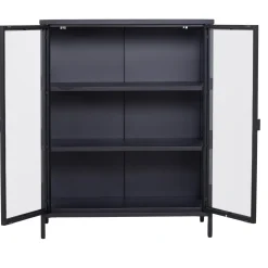 Herman glas skænk/vitrineskab - Sort metal 80x40x105 cm