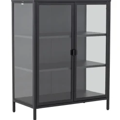 Herman glas skænk/vitrineskab - Sort metal 80x40x105 cm