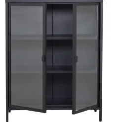 Herman glas skænk/vitrineskab - Sort metal 80x40x105 cm