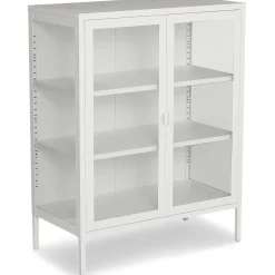 Herman glas skænk/vitrineskab - Hvidt metal 80x40x105 cm