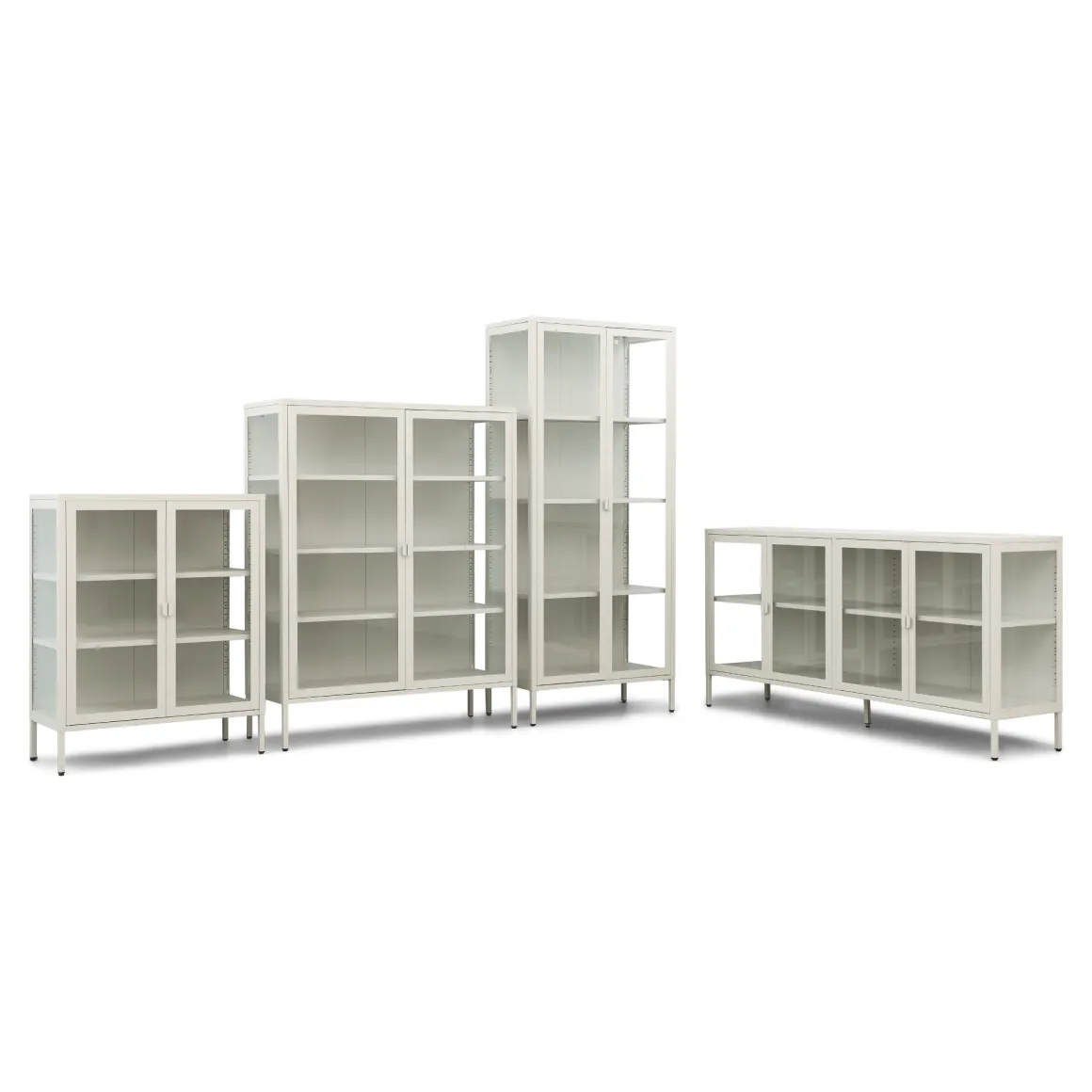 Herman glas skænk/vitrineskab - Beige metal 80x40x105 cm