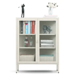Herman glas skænk/vitrineskab - Beige metal 80x40x105 cm