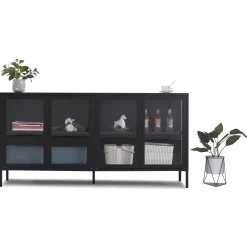 Herman Vitrineskab - Sort metal/glas - 170x40x85 cm