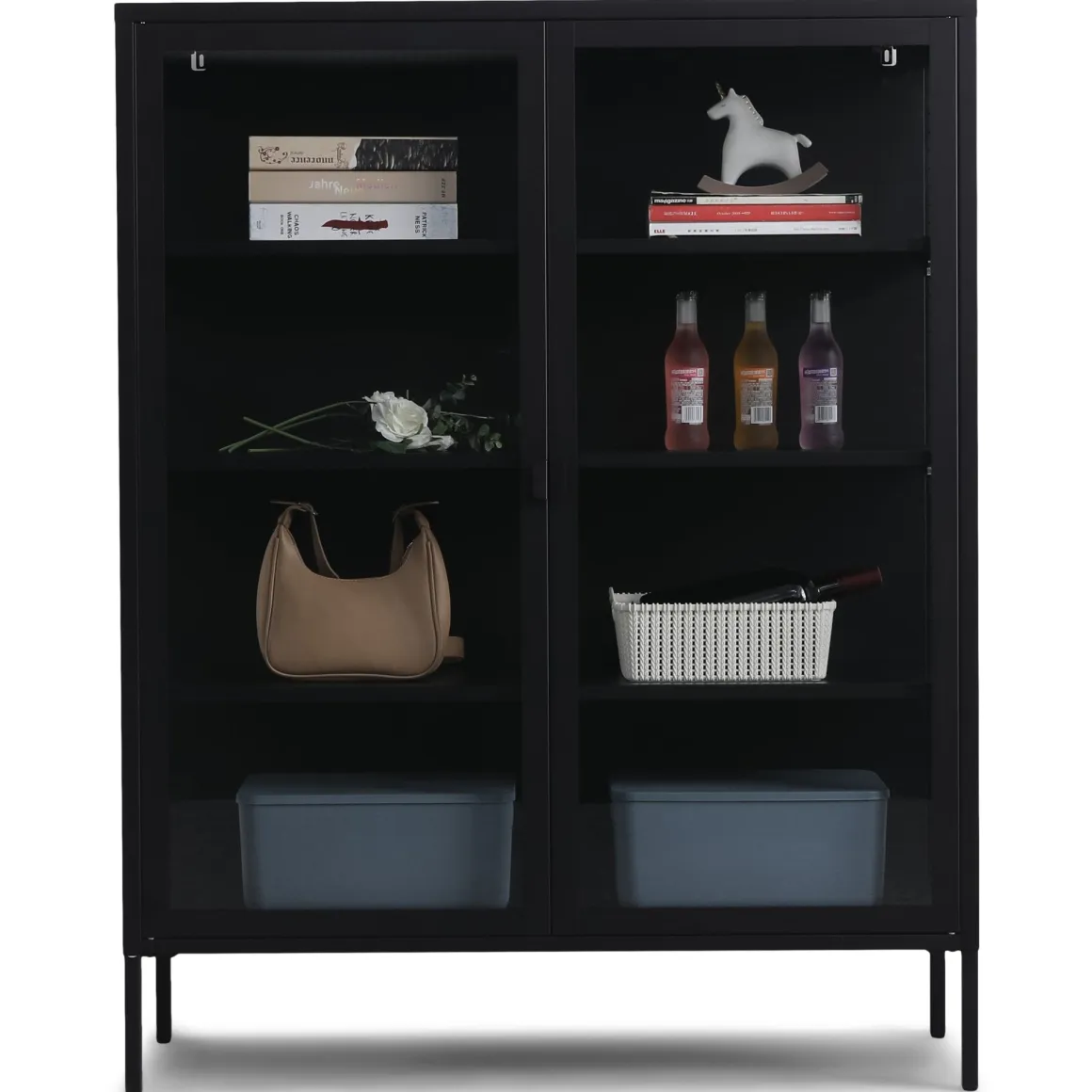 Herman Vitrineskab - Sort metal/glas - 110x40x140 cm