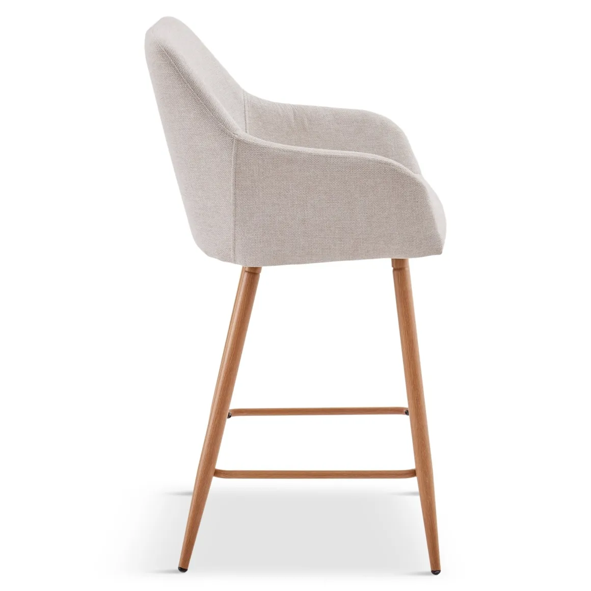 Jenna barstol - beige tekstil med armlæn 65 cm