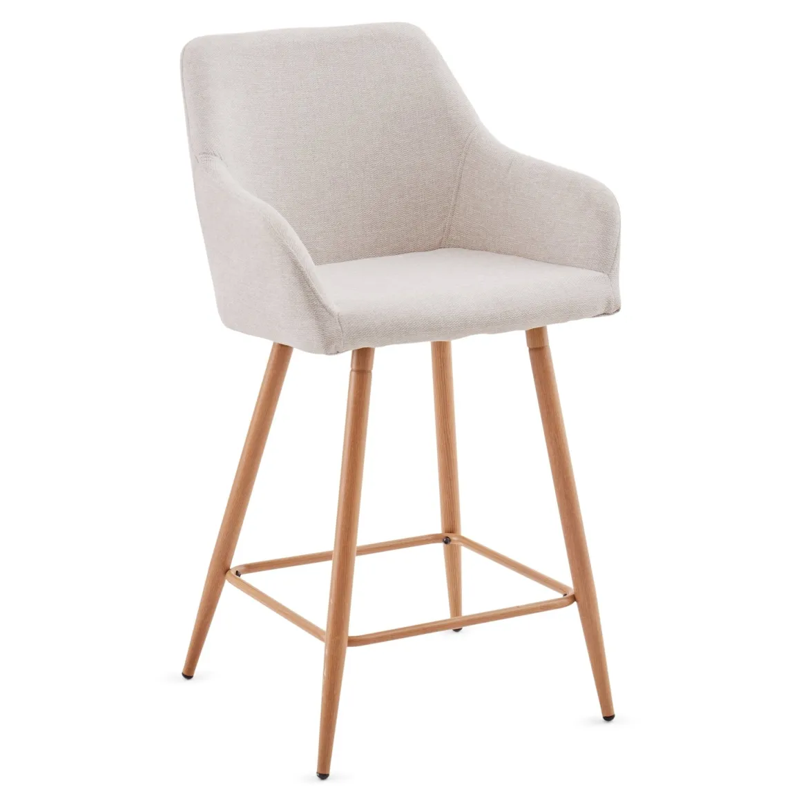 Jenna barstol - beige tekstil med armlæn 65 cm