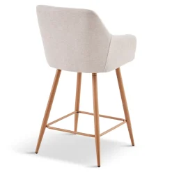 Jenna barstol - beige tekstil med armlæn 65 cm