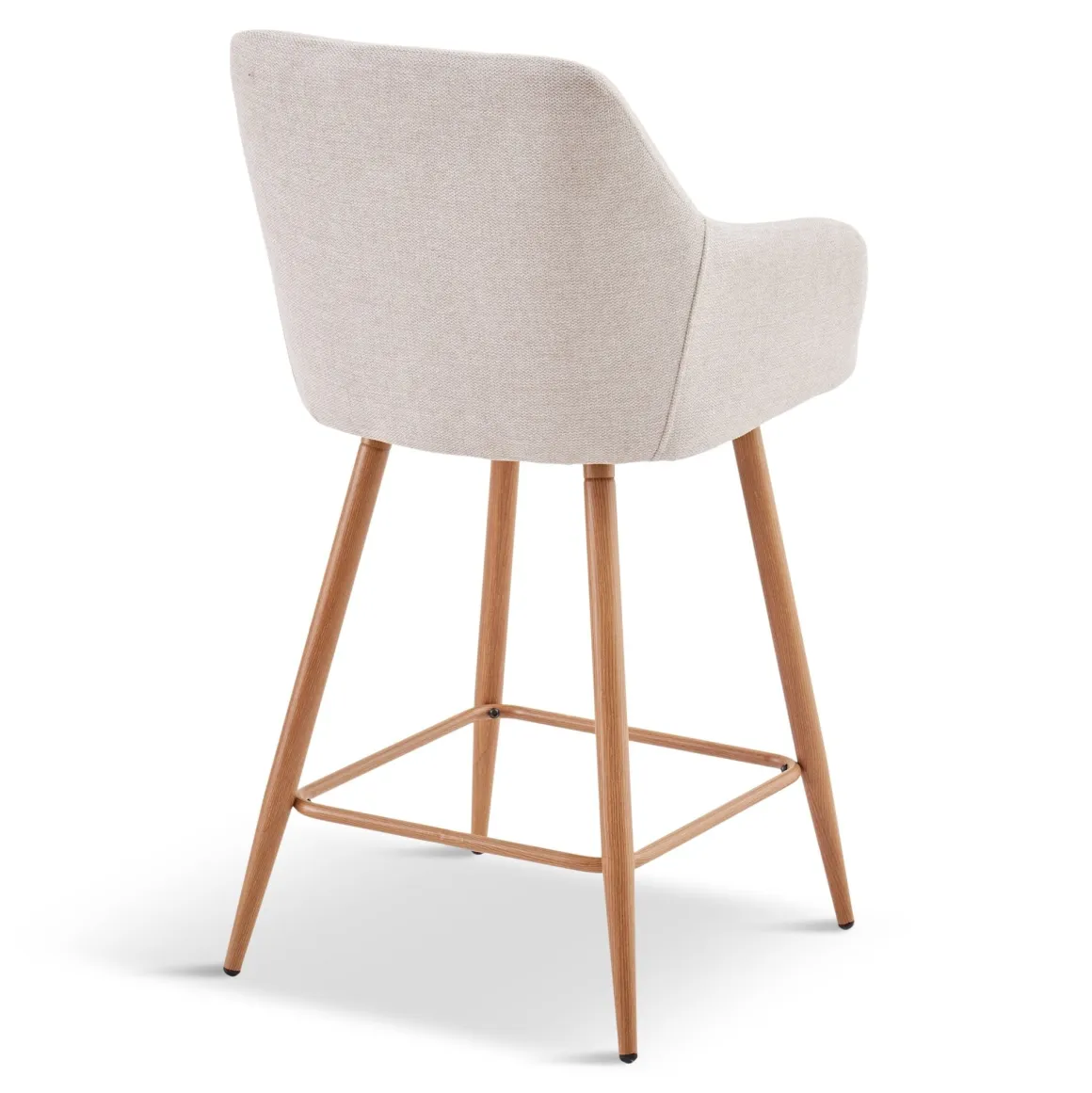 Jenna barstol - beige tekstil med armlæn 65 cm