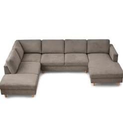 Jennifer højrevendt u-sofa i sand med chaiselong - L: 300 x D: 208 x H: 82 cm