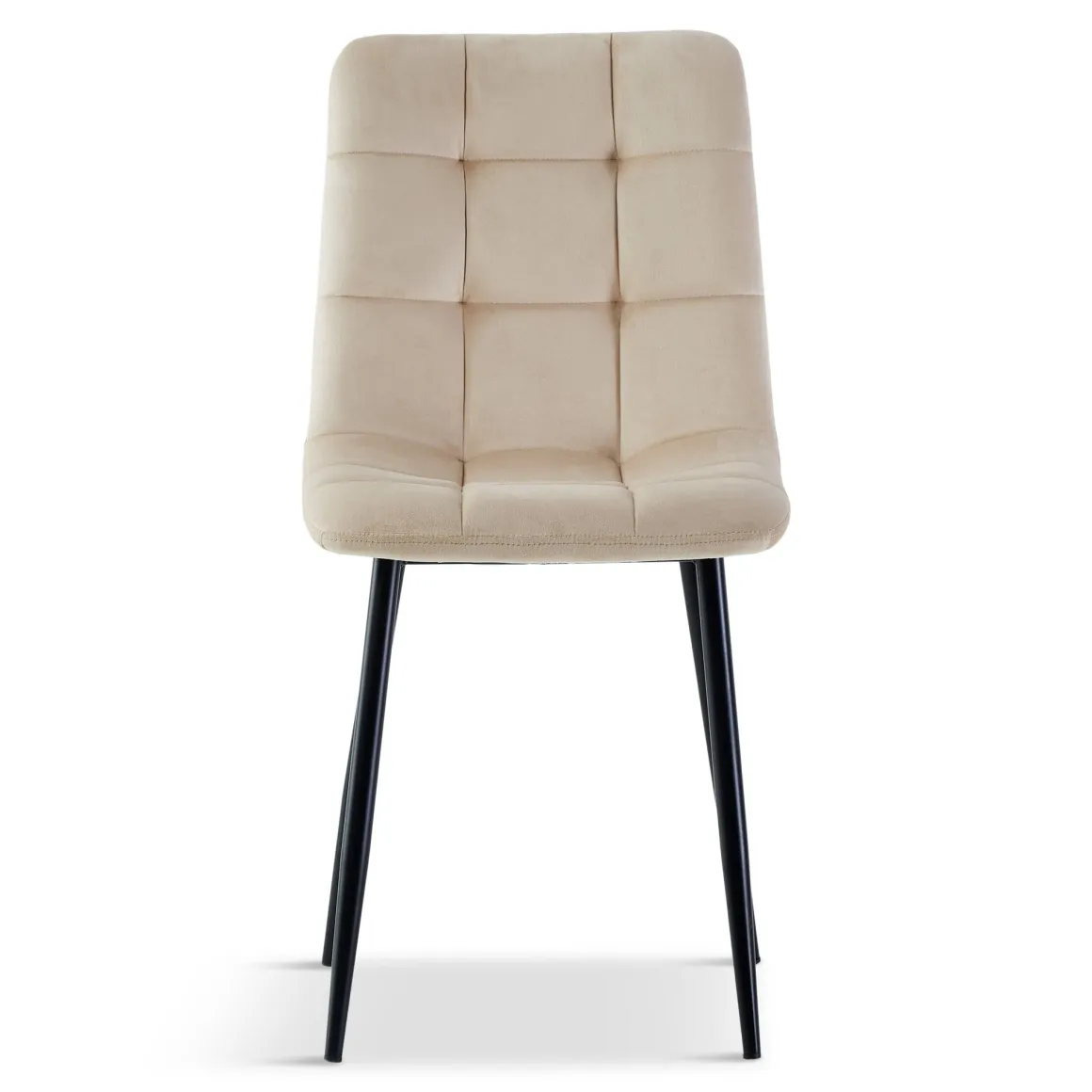 Jessi spisebordsstol - beige velour med sorte metalben