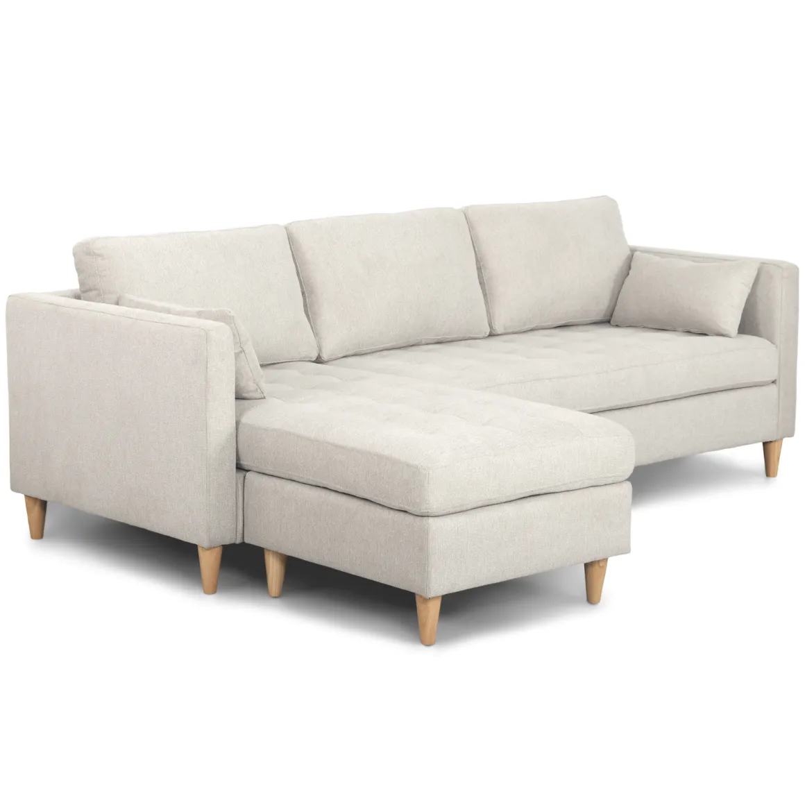 Lulu - Højrevendt og venstrevendt vendbar chaiselong sofa lys beige - L: 215 x D: 82 x H: 78 cm